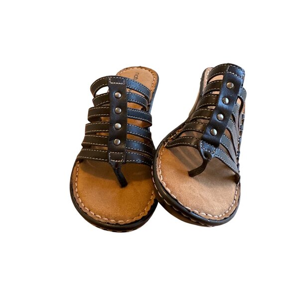 Natural Soul Size 6.5 Women’s by Naturalizer Strappy Wedge Sandals Black - Picture 3 of 14